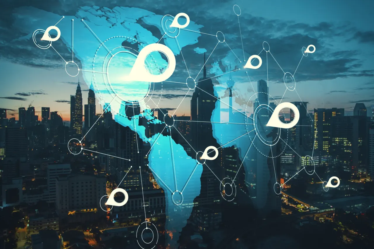 Global network connections showing search intent reaching customers across the world
